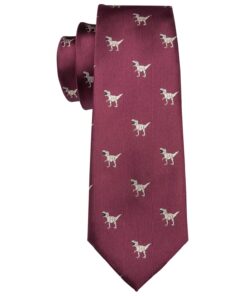 Barry.Wang Fun Animal Ties for Men Designer Handkerchief Cufflink WOVEN Casual Necktie Set A Burgundy Dinasour 18 710iF7 GyL