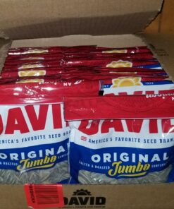 DAVID Seeds Original Salted and Roasted Jumbo Sunflower Seeds, Keto Friendly Snack, 5.25 OZ Bags, 12 Pack 5.25 Ounce (Pack of 12) 37 710ilXHYXL