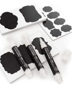 Alternative view of Arteza 150 Chalkboard Labels + 3 White Chalk Markers - Removable Chalk Labels for Jars - Waterproof Mason Jar Stickers