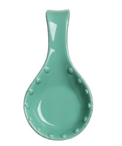 MyGift® Turquoise Ceramic Spoon Rest with Dot Design, Countertop Cooking Spoon and Ladle Holder 11 710jk5F5ZbL