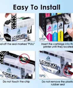 LC20E Super High Yield Compatible Replacement for Brother LC20E LC-20E XXL Ink Cartridges use with Brother MFC-J985DW MFC-J775DW MFC-J5920DW MFC-J985DWXL MFC-J775DWXL Printer (4BK/2C/2M/2Y, 10 Pack) 10 PK 14 710kWljHOdL