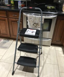 Rubbermaid RM-3W 3-Step Steel Step Ladder with Hand Grip, 200 lb Capacity, Silver 3-Step Stool 40 710kYq7Y1OL