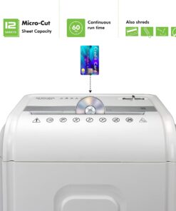 Aurora AU1275MA Professional Grade 12-Sheet Micro-Cut Paper and CD/Credit Card Shredder/ 60 Minutes Continuous Run Time, White/Gray 12-Sheet Micro-cut/60-min Run Time 11 710lFP4zG1S