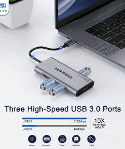 USB C Hub, QGeeM USB C to HDMI Adapter 4k, 7 in 1 USB C Dongle with 100W Power Delivery,3 USB 3.0 Ports, SD/TF Card Reader, Compatible for MacBook Ipad HP Dell XPS and More Type C Device Grey 29 710lZ aG2NL
