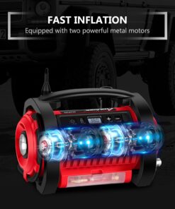 AVID POWER Tire Inflator Portable Air Compressor, 12V DC / 120V AC Car Tire Pump, Air Mattress Pump with Inflation and Deflation Modes, Dual Powerful Motors, Digital Pressure Gauge 1-red 19 710ll5WCu4L