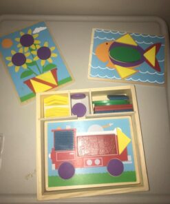 Melissa & Doug Beginner Wooden Pattern Blocks Educational Toy With 5 Double-Sided Scenes and 30 Shapes 27 710m7LYDUTL 1