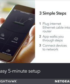 NETGEAR Nighthawk Smart Wi-Fi Router, R6700 - AC1750 Wireless Speed Up to 1750 Mbps | Up to 1500 Sq Ft Coverage & 25 Devices | 4 x 1G Ethernet and 1 x 3.0 USB Ports | Armor Security AC WiFi Router 25 710m9Jig6EL