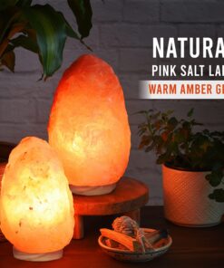 Himalayan Glow HS-1003 Himalayan Hand Carved Crystal Salt Lamp with Wooden Base, 6-7 LBS, Pink 44 710mG6tujIS 1