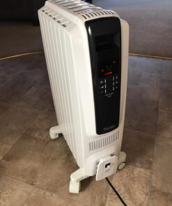 DeLonghi Dragon Digital Oil Filled Radiator Heater, 1500W Electric Space Heater for indoor use, programmable timer, Energy Saving, full room heater with safety features TRD40615E White 33 710mX TYvpL