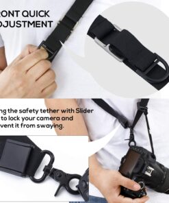 waka Rapid Camera Neck Strap with Quick Release and Safety Tether, Adjustable Camera Shoulder Sling Strap for Nikon Canon Sony Olympus DSLR Camera - Black 29 710mcU67SCL