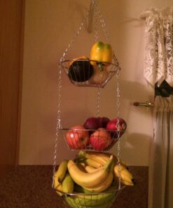 Home Basics Kitchen 3 Tier Wire Detachable Customizable Round Hanging Fruit Baskets , Heavy Duty, Space Saving, Chrome Finish 21 710n9XPf SL
