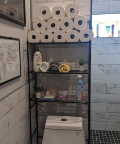 Zenna Home Over the Toilet Storage, Metal Bathroom Spacesaver with 3 Shelves, Cross-Style Storage Cabinet, Easy Assembly, Oil Rubbed Bronze Over-the-Toilet Spacesaver 24 710o3ZHw IL