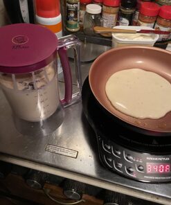 KPKitchen Pancake Batter Dispenser - Kitchen Must-Have Tool for Perfect Pancakes, Cupcake, Waffle, Muffin Mix - White Elephant Gifts - Baking Supplies for Griddle - Pancake Maker with Measuring Label 34 710odtGl yL