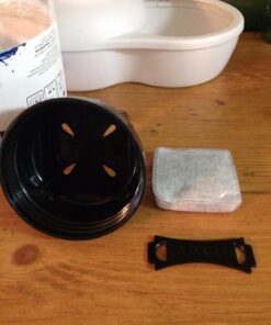 Petmate Replendish Automatic Gravity Waterer for Cats and Dogs, BPA-Free, No Batteries Required, Includes Charcoal Filter, 0.5 Gallon,Silver Silver 0.5 GAL 46 710pD9YoabL