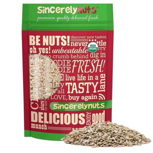 Sincerely Nuts Organic Sunflower Seed Kernels Raw (No Shell) (1lb bag) | Nutritious Antioxidant Rich Superfood Snack | Source of Protein, Fiber, Essential Vitamins & Minerals | Vegan and Gluten Free 1 Pound (Pack of 1)