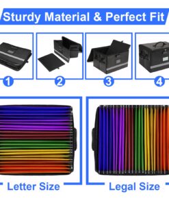 EXLIFBAG File Organizer, Fireproof File Box with Lids, Important Document Organizer Box with Lock, Portable File Folder Organizer with Handle Black 1 Layer 54 710pw V0gTL