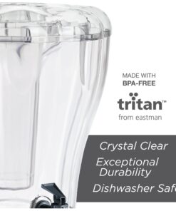 Buddeez Clear Drink 3.5 Gallon Plastic Beverage, Comes with Stand, Spigot, Ice Cone, Large Punch Dispenser for Parties 3.5 Gallon Dispenser 24 710r39uQ45L