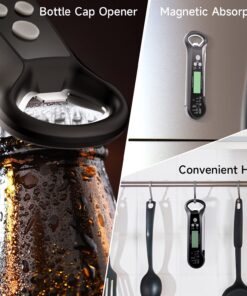 Meat Thermometer Digital, Waterproof Instant Read Meat Thermometers for Grilling and Cooking. Food Thermometer, Kitchen Gadgets, Accessories with Bottle Cap Opener for Kitchen, BBQ, Grill… Black 32 710rqRfZoXL