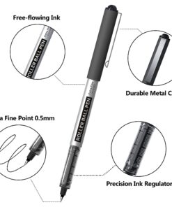 Shuttle Art RollerBall Pens, 25 Pack Black Fine Point Roller Ball Pens, 0.5mm Liquid Ink Pens for Writing Journaling Taking Notes School Office 25 Count (Pack of 1) 15 710sJRgksnS 1