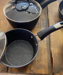 GoodCook 12-Piece Micro-Divot Nonstick Aluminum Cookware Set with Pans, Dutch Oven, Spoon and Turner, Black (6184) 12 piece set 39 710sOpXvKL