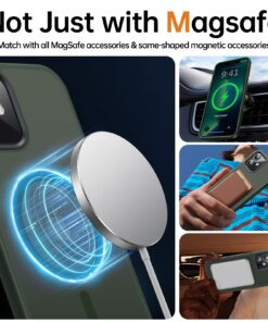 Alternative view of Maozis Magnetic for iPhone 12 Case/iPhone 12 Pro Case, [Compatible with Magsafe] [Military Grade Drop Protection] Protective Shockproof Translucent Slim Phone Case for iPhone 12/12 Pro, Army Green iPhone 12/ 12 Pro
