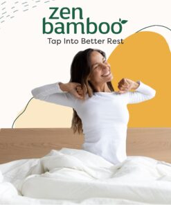 Zen Bamboo Mattress Pad Cover - Cooling Bed Topper & Waterproof Protector w/Deep Pockets, Queen Size, White 24 710shK4y3xS