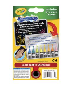 Crayola; Dry-Erase Neon Crayons; Art Tools; 8 Count; Washable; Perfect for Classroom Art Activities; Includes Sharpener and Erase Cloth 8 710tu1uAtkL