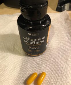 Sports Research L-Theanine Supplement with Caffeine & Coconut MCT Oil - Focused Energy, Alertness & Relaxation Without Drowsiness - 200mg L Theanine, 100mg Organic Caffeine - 60 Liquid Softgels 23 710twF1vHCL
