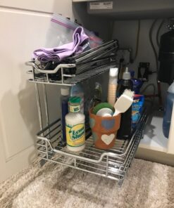 Household Essentials Glidez Multipurpose Chrome-Plated Steel Pull-Out/Slide-Out Storage Organizer for Under Sink or Under Cabinet Use - 2-Tier Design - Fits Standard Size Cabinet or Shelf, Chrome Undersink 12.25" - Standard 47 710uIl6i57L