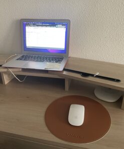 YXLILI Mouse Pad, Double-Sided Mouse Pads Small Round PU Leather Mouse Mat with Stitched Edge Waterproof Mouse Pads for Wireless Computer Mouse for Office Home Gaming Working Brown/Silver 26 710uUKQeJkL