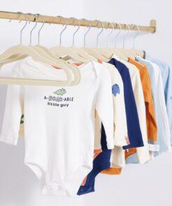 Amazon Basics Kids Velvet, Non-Slip Clothes Hangers, Pack of 30, Baby Size 11.6, Beige 11.6 inches 30-Pack 29 710ugeduHBL