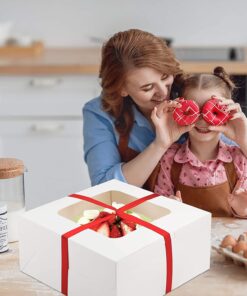 HeroFiber Cake Boxes 12 inch, & Cake Boards. Set of 10, Bakery Box With Plastic Window, For Your Bundt Cake, Cheesecake, Cookies, Pastry, Donuts, Cupcakes, Pies & More. Cajas Para Pasteles White 12 Inch 18 710ux0pWfNL