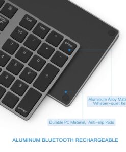 Bluetooth Number Pad, Lekvey Aluminum Rechargeable Wireless Numeric Keypad Slim 34-Keys External Numpad Keyboard Data Entry Compatible for Macbook, MacBook Air/Pro, iMac Windows Laptop Surface Pro etc Bluetooth - Black 33 710vBTvV eL