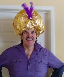 Forum Novelties mens Giant Turban Costume Accessory Party Supplies, Jumbo Gold/Purple, One Size US 10 710wmvoKdJL