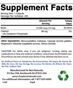 Best Naturals Maximum Potency Biotin 10,000 Mcg for Healthier and Longer Hair Growth Support Formula, 200 Count 16 710wuSraOBL