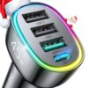 USB C Car Charger, 45W 4 Ports Super Fast Car Charger Adapter, PD 3.0 & QC 3.0 30W Type C Car Charger Compatible with iPhone13 Pro Max/Samsung Galaxy 22/Google Pixel, Cigarette Lighter USB Charger Black 18 710xyKsW3dL