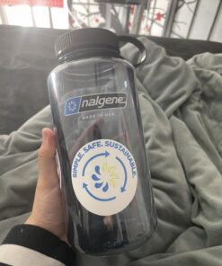 Nalgene Sustain Tritan BPA-Free Water Bottle Made with Material Derived from 50% Plastic Waste, 32 OZ, Wide Mouth Gray w/ Black Lid 16 710y3yK8AoL