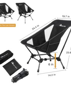 MOON LENCE Camping Chairs, Compact Backpacking Chair Lawn Chair with Side Pockets Portable Lightweight Heavy Duty Small Folding Chair for Hiking & Beach & Fishing Black 28 710zN91oNKL 2