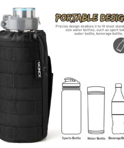 Gonex Tactical MOLLE Water Bottle Pouch, Drawstring Open Top & Mesh Bottom Travel Water Bottle Bag Hydration Carrier Black 29 711 I7CP81L 1