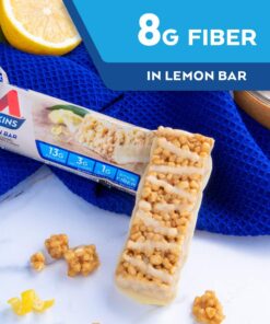 Atkins Lemon Snack Bar, Made with Real Almond Butter, 1g Sugar, Gluten Free, High in Fiber, Keto Friendly, 8 Count Lemon Bar 8 Count (Pack of 1) 11 7110B7dmzZL