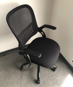 Sweetcrispy Office Computer Desk Chair, Ergonomic Mid-Back Mesh Rolling Work Swivel Task Chairs with Wheels, Comfortable Lumbar Support, Comfy Flip-up Arms for Home, Bedroom, Study, Student, Black 1 Chair 29 7110eYW6UaL
