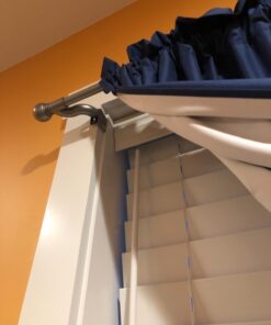 Maytex Window Curtain Rod, Easy Install Twist and Shout Telescoping Tension Rod, Adjustable 28" to 48", No Tools Needed, with Decorative Round Finials, Brushed Nickel 28 to 48 in. Decorative Rod 26 7110zUU15YL