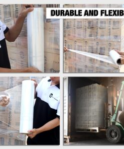 ACYPAPER, 18" Stretch Film/Wrap 1500 feet 80 Gauge Industrial Strength, up to 800% Stretch 20 Microns Clear Cling Durable Adhering Packing Moving Packaging Heavy Duty Shrink Film (4 Rolls/Box) 8 7111E0IctL