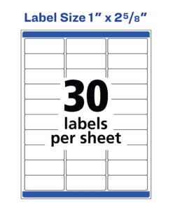 Avery Waterproof Printable Address Labels with Sure Feed, 1" x 2-5/8", White, 1,500 Blank Mailing Labels (5520) 1,500 labels 15 7111Gb90UQL