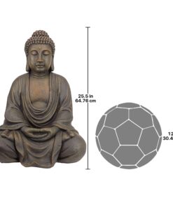 Design Toscano AL1614 Meditative, The Grand TempleIndoor StatueCabinet on Wheels Indoor/Outdoor Garden Statue, 20 Inches Wide, 15 Inches Deep, 26 Inches High, Handcast Polyresin, Dark Stone Finish Meditating Buddha 35 7111OFe22wL