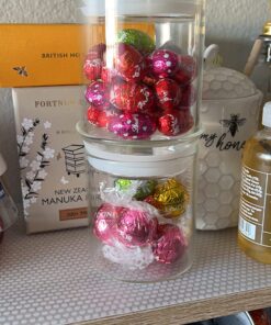 ZENS Glass Canister Set, Small Airtight Kitchen Storage Jars with Glass Lids, Clear 4 Pack 10oz Empty Food Container for Spices with Lables and Stickers. 01-10oz*4 32 7112ymm7fJL