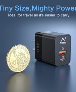 2 Pack USB C Wall Charger,NITASA 30W 2 Port PD Fast Charger Adapter for iPhone 15/15 Pro/14 Pro Max/13/12/iPad SE, Super Fast Charger Block(25W PPS) Type C for Samsung S23/S22,Pixel 6 7/8 Pro Black+Black 2 PACK 13 7113qNTkFJL