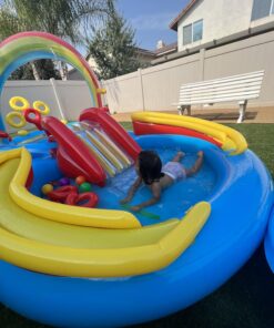 Intex Rainbow Ring Inflatable Play Center, 117" X 76" X 53", For Ages 2+ 1 Pack 33 7116o4s9KBL