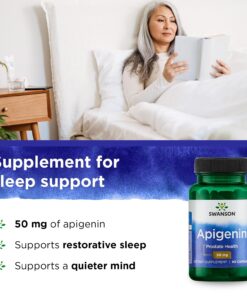 Swanson Apigenin-Bioflavonoid Supplement Natural Prostate Support-Metabolism '&' Nerve Health Support-Can Support Sleep '&' Relaxation 90 Caps, 50mg Each 1 9 7116xynyNTL 1