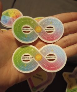 Cusprtm 48 Pcs Anxiety Sensory Stickers, 2 Textured Tactile Rough Calm Stickers Large Size Breathing Stickers Mindfulness Stickers for School Office Classroom Adults Teens Sensory Items 45 7117U2jobdL